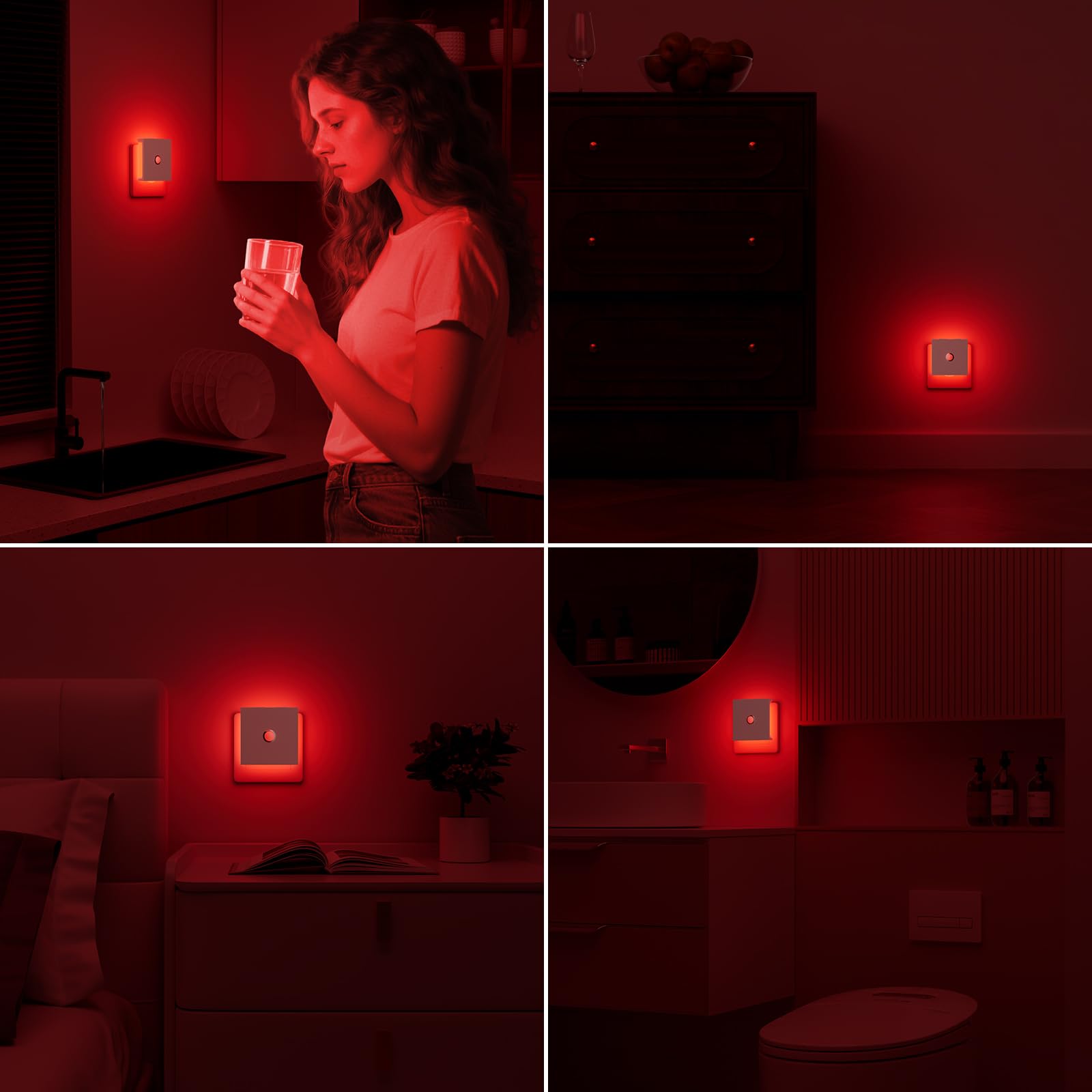 Feliigo Luz Nocturna con Sensor de Movimiento, 2 Piezas Luz Nocturna Infantil Enchufe Regulable con 3 Modos, Brillo Ajustables para Habitación de Niños, Baño, Pasillo, Cocina, Escaleras
