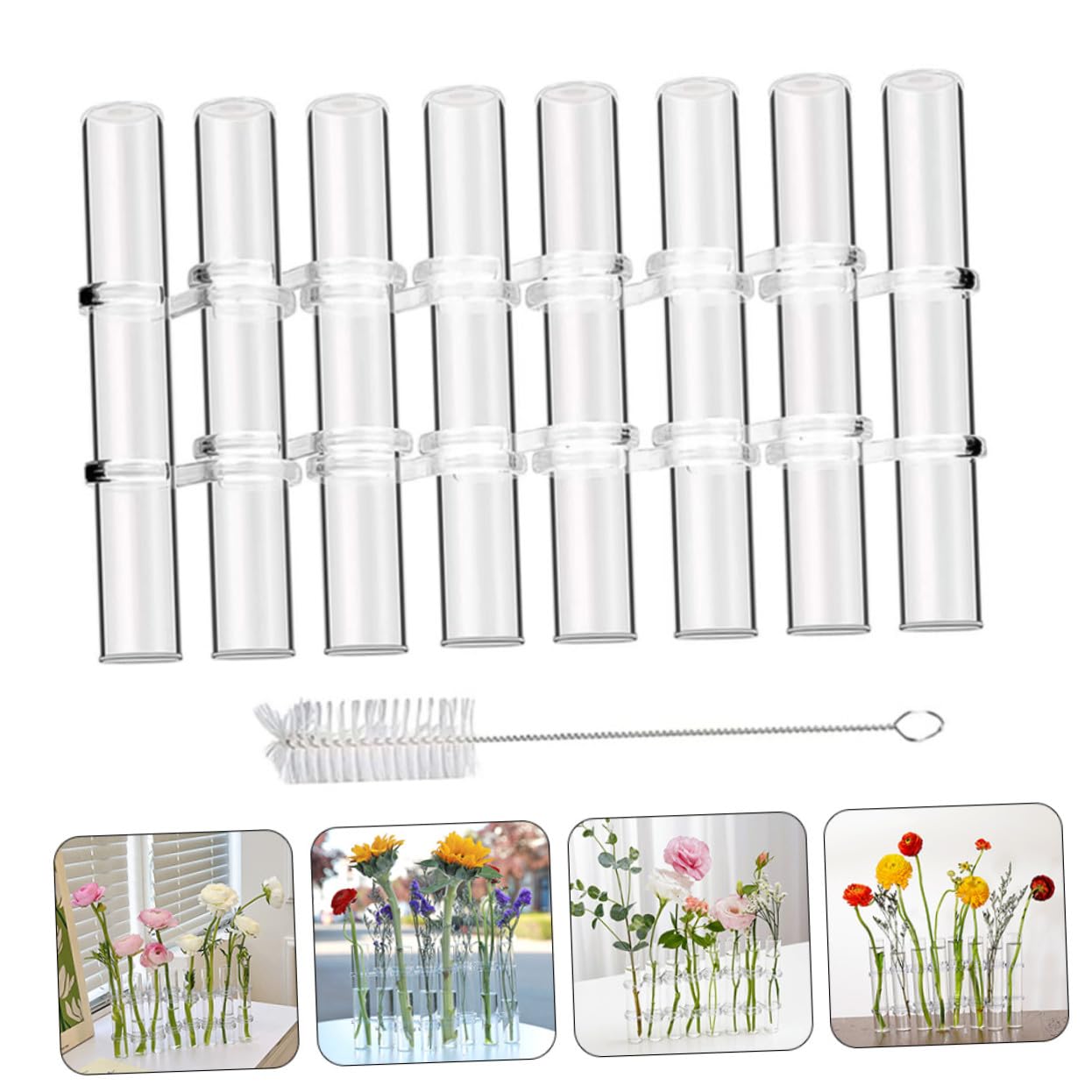 POPETPOP Vase Hydroponique Verre Transparent Tubes de Propagation pour Plantes avec Support pour Culture Pot ou Terrarium