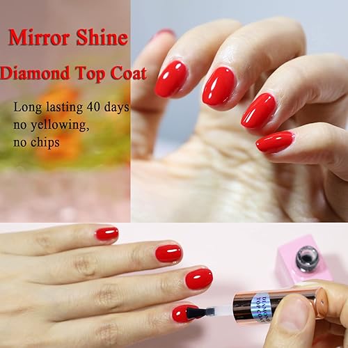 Miniatura 2 de FZANEST Esmalte de uñas de gel de diamante, 0.5 onzas líquidas, capa superior transparente que no se limpia, brillo de espejo de alto brillo,