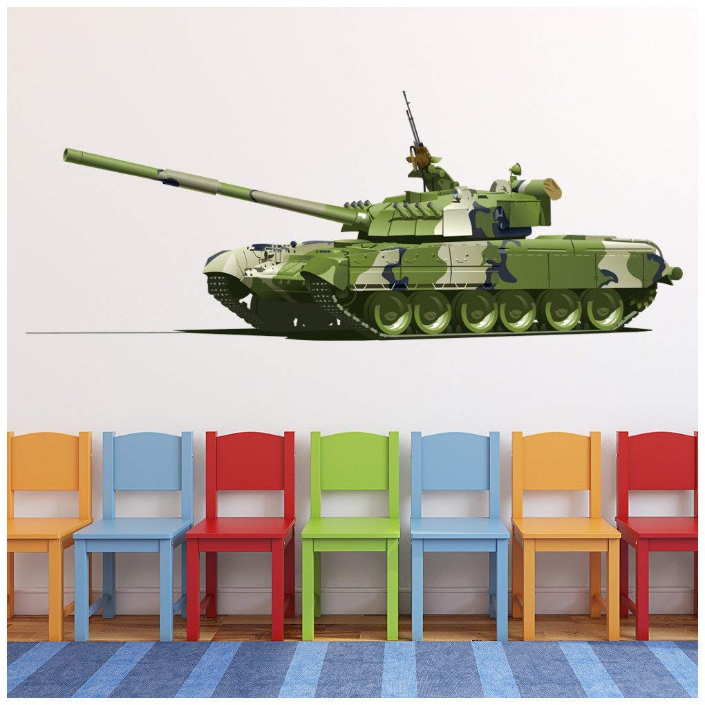 azutura Green Army Tank Wall Sticker Military Vehicle Wall Decal Boys Bedroom Home Decor available in 8 Sizes Small Digital