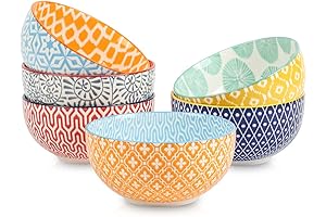 Set of 6 Selamica Ceramic Colorful Dessert and Cereal Bowls for Ice...