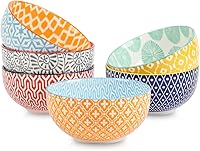 Selamica Ceramic 12oz Dessert Bowls Set of 6 - Colorful 4.7" Ice Cream Snack Bowls, Microwave Dishwasher Oven Safe