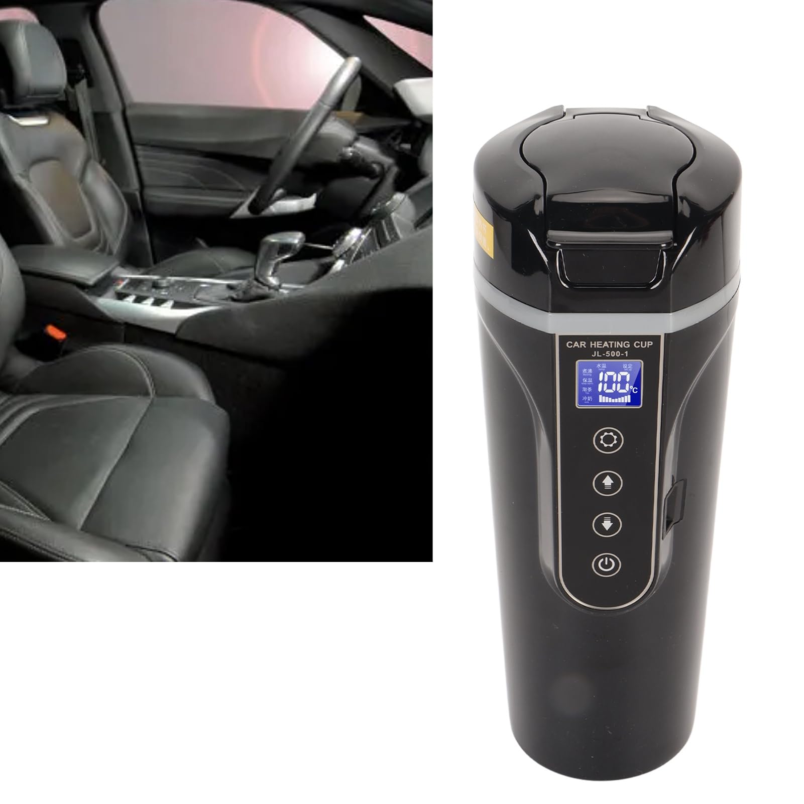 EMUKOEP Multifunktionaler Reise-Wasserkocher, 500 Ml | 12 V, 24 V, Auto-Heizbecher, Für Tee und Kaffee