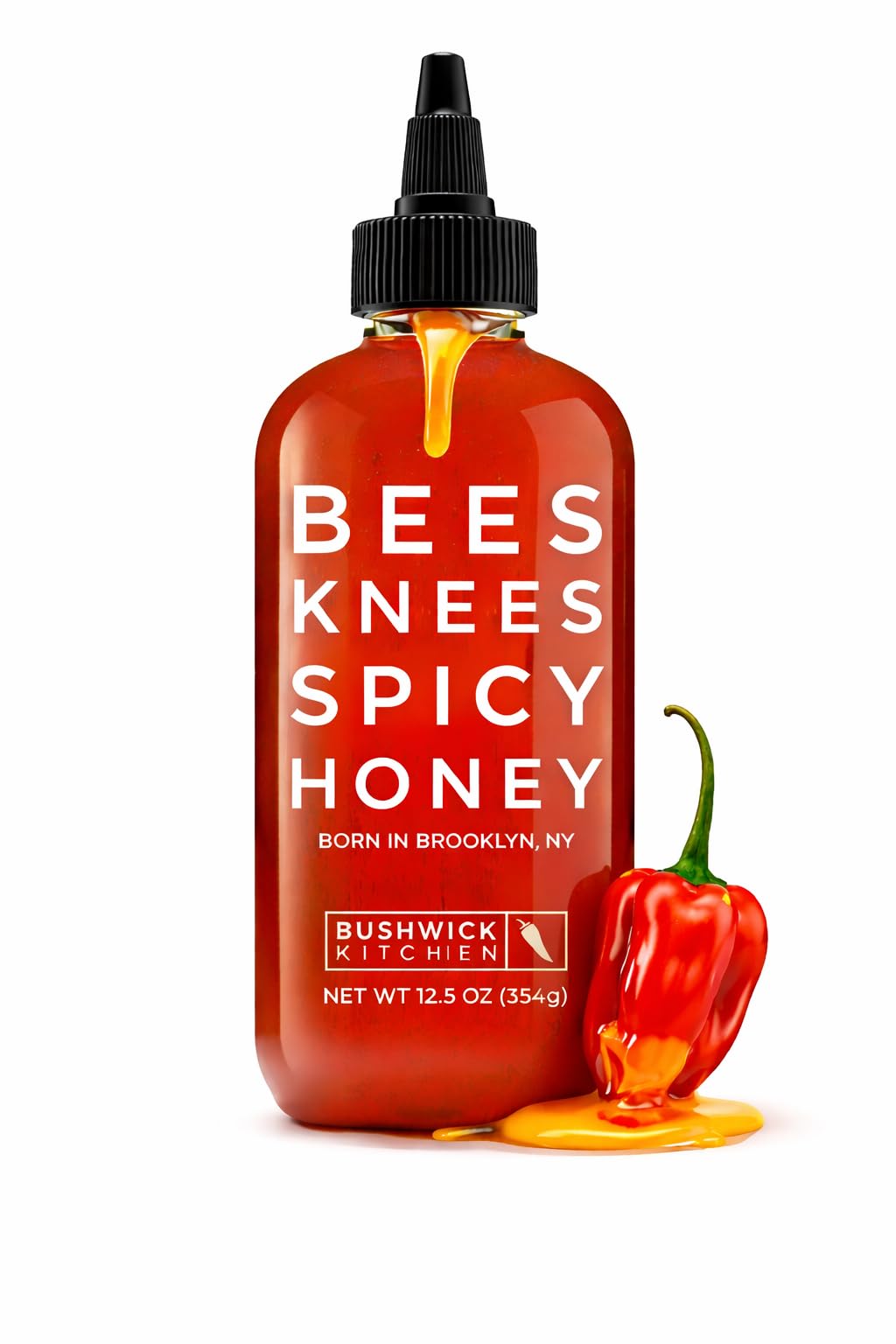 Bees Knees Spicy Honey, 12.5 oz Pure Honey Infused with Oleoresin Habanero Peppers, Gluten Free, Paleo Friendly, Wildflower Natural Hot Honey, Hot Sauce Gifts, Food Gifts, Unique Gifts