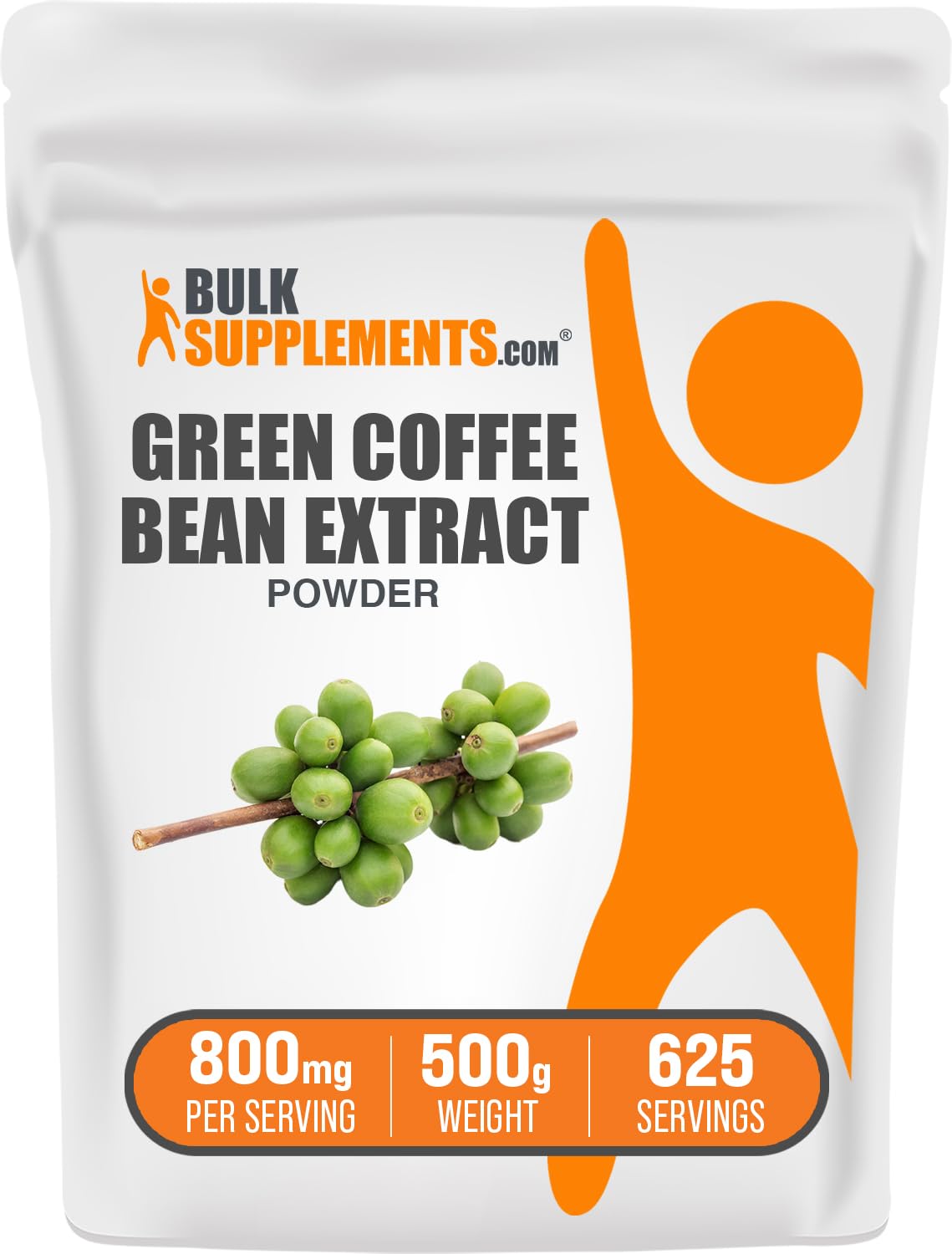 BulkSupplements.com Green Coffee Bean Extract Powder - Green Coffee Bean Supplements - Energy Support, Gluten Free, 800mg per Serving, 500g (1.1 lbs) (Pack of 1)