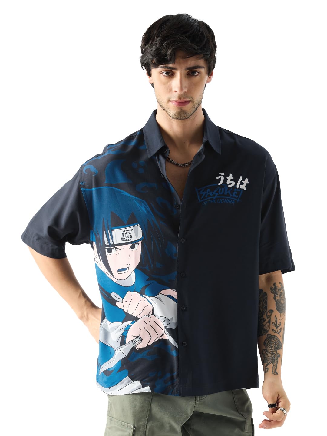 The Souled Store Official Naruto Short Sleeve Collared Neck Button Down Anime Graphic Printed Shirt