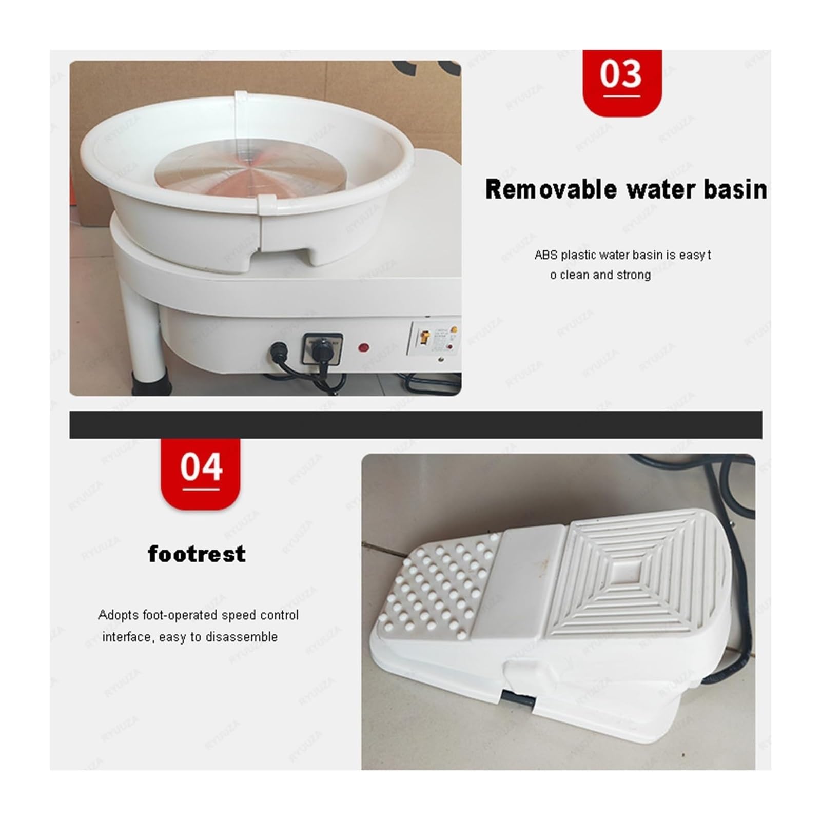 Forno elettrico in ceramica con piatto girevole touch control e lavello a pedale rimovibile per arte ceramica