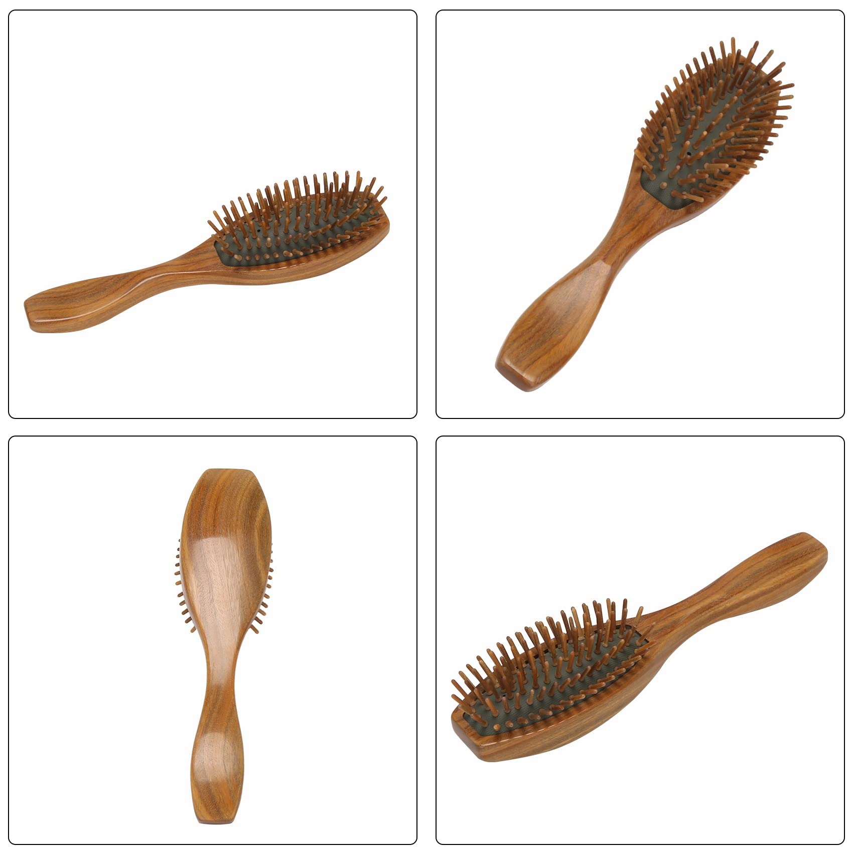 Plomevry Sandalwood Hair Brush Wooden Natural Handmade Detangling Massage Hair Comb with Gift Box, Brown - Image 4
