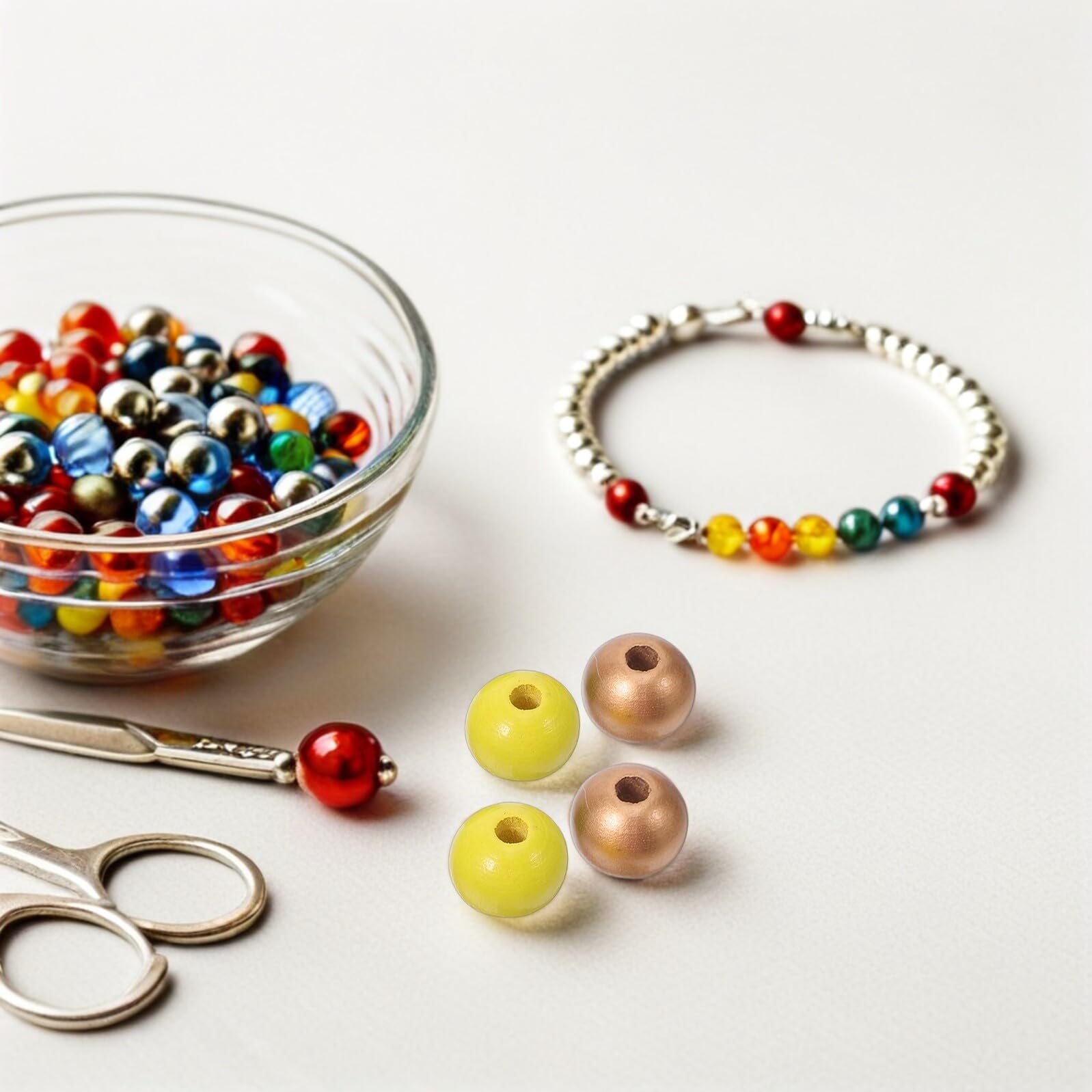 Cuentas de Madera Artesanales de 16 Mm Multicolor Orificio, 240 Piezas para Fabricación de Pulseras y Collares, Cuentas Redondas Naturales para Manualidades y Color