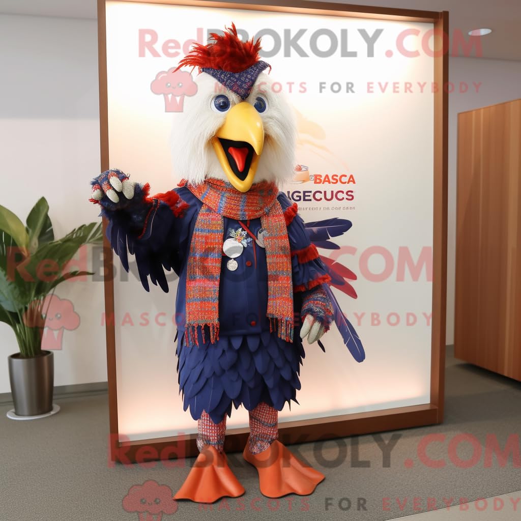 Kostium maskotki koguta ubrany w Culottes i szaliki