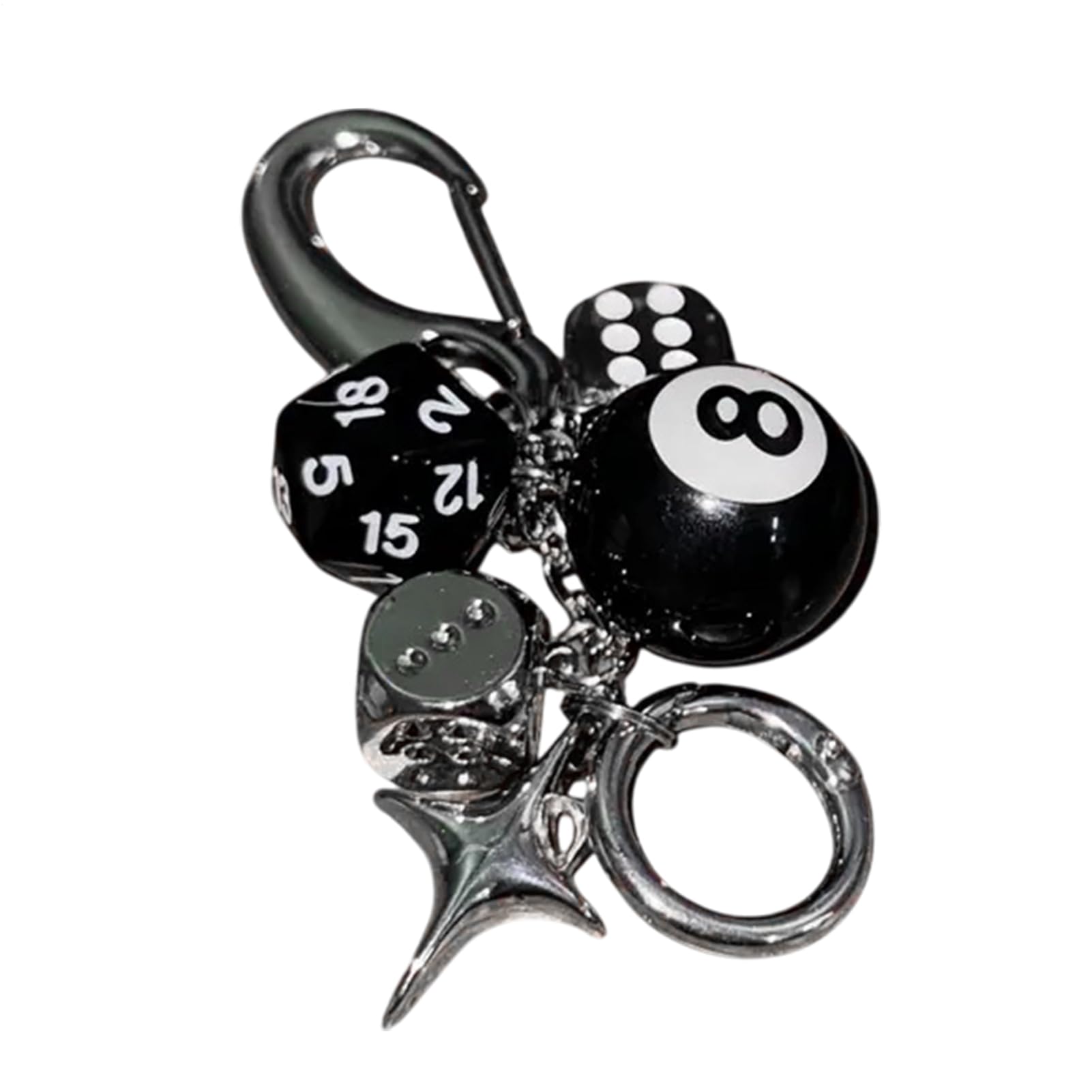 Dice Bag Charm, Cute Retro Pendant, Metal Dice Design with Multipurpose Keyrings Accessories and Fashion Ornaments, (1 Piece, Silver), Perfect for Personalizing Backpacks, Purses