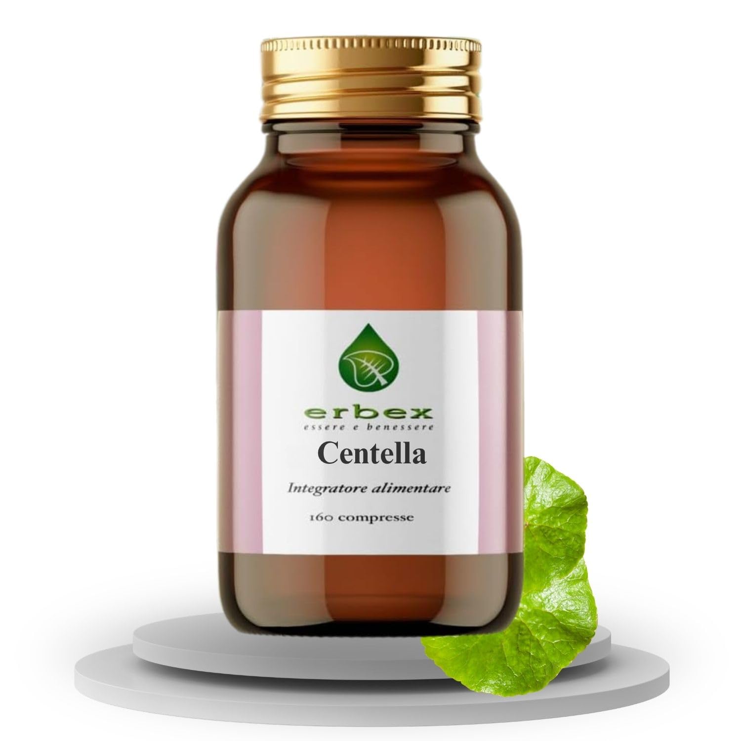 ERBEX - Centella Asiatica 160 Compresse | Polvere Micronizzata Parti Aeree | 984 mg per Dose | Funzionalità del Microcircolo | Inestetismi della Cellulite | Integratore Alimentare