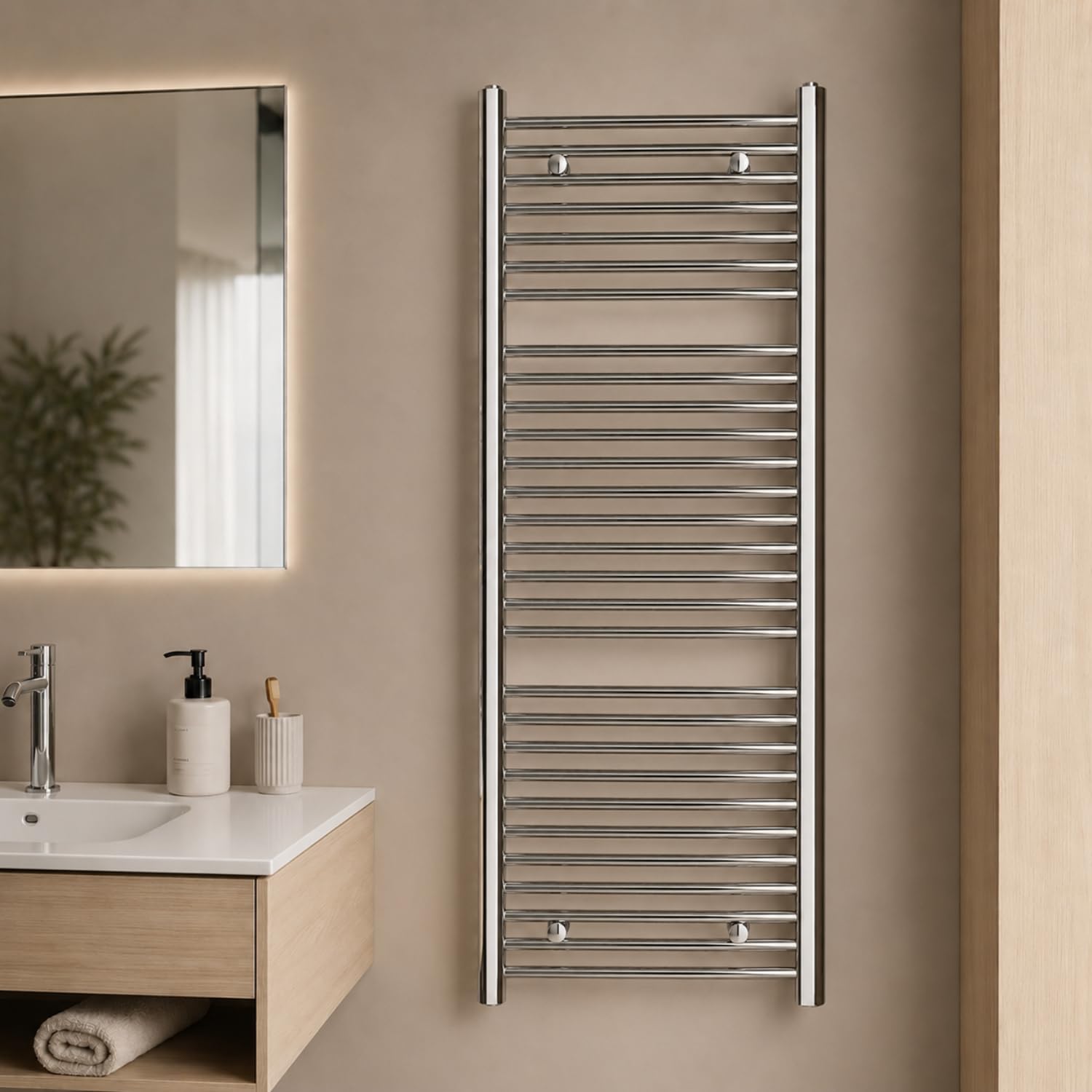 OGOMONDO Termoarredo Cromato Bagno Acciaio Calorifero Termosifone Misure: H1650xL600xI550 31 Tubi