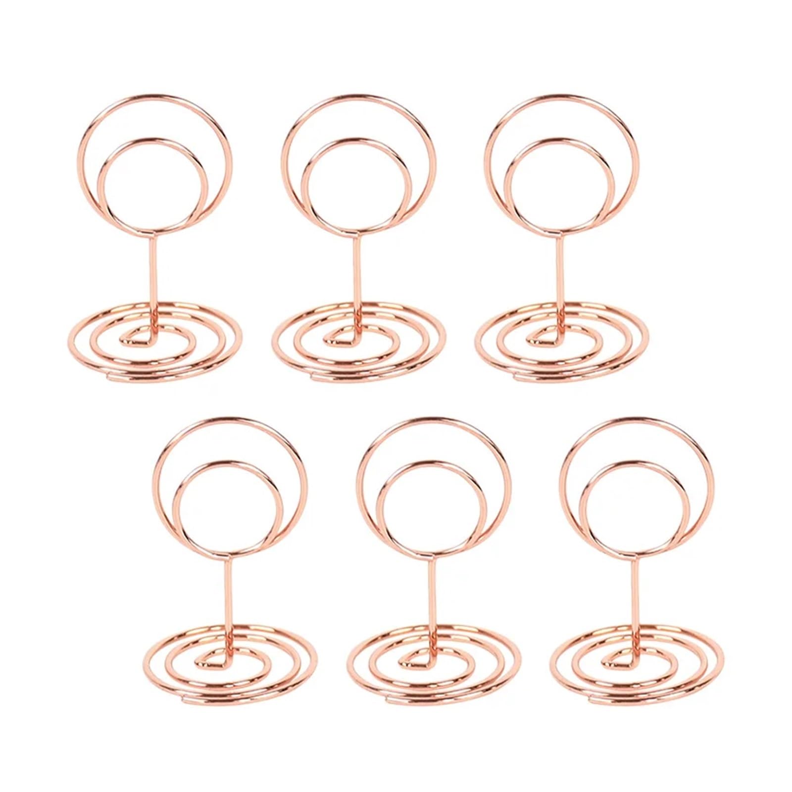 QMDSNFB Table Number Holders 10pcs Heart Shape Metal Card Holders Stand Photo Number Name Clip Wedding Decoration Table Holder Place Card Memo Message Clips(Rose Gold-Round)