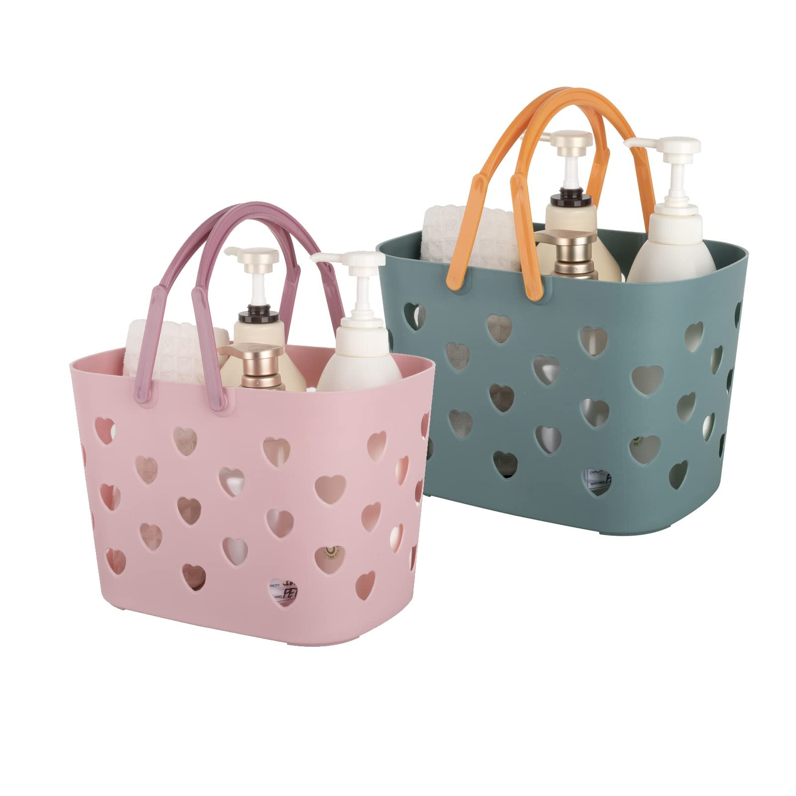 Anyoifax 2 Pack Portable Shower Caddy Tote Plastic Storage Basket with Handle Box Organizer Bin for Bathroom Pantry