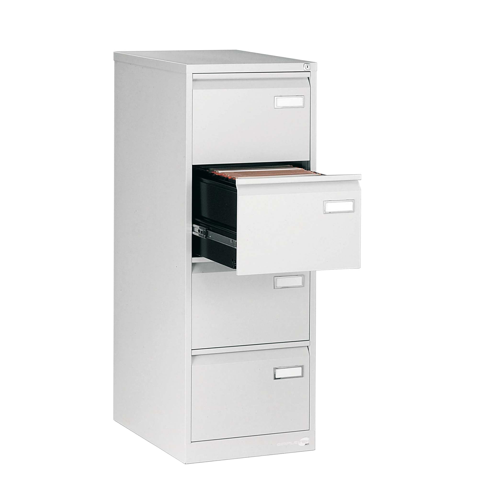 SIMPLETEK - Classificatore Documenti Metallo 4 Cassetti Serratura di Sicurezza Mobile Archivio Ufficio Cartelle Sospese A4 Grigio con Raccoglitori (Ricondizionato)