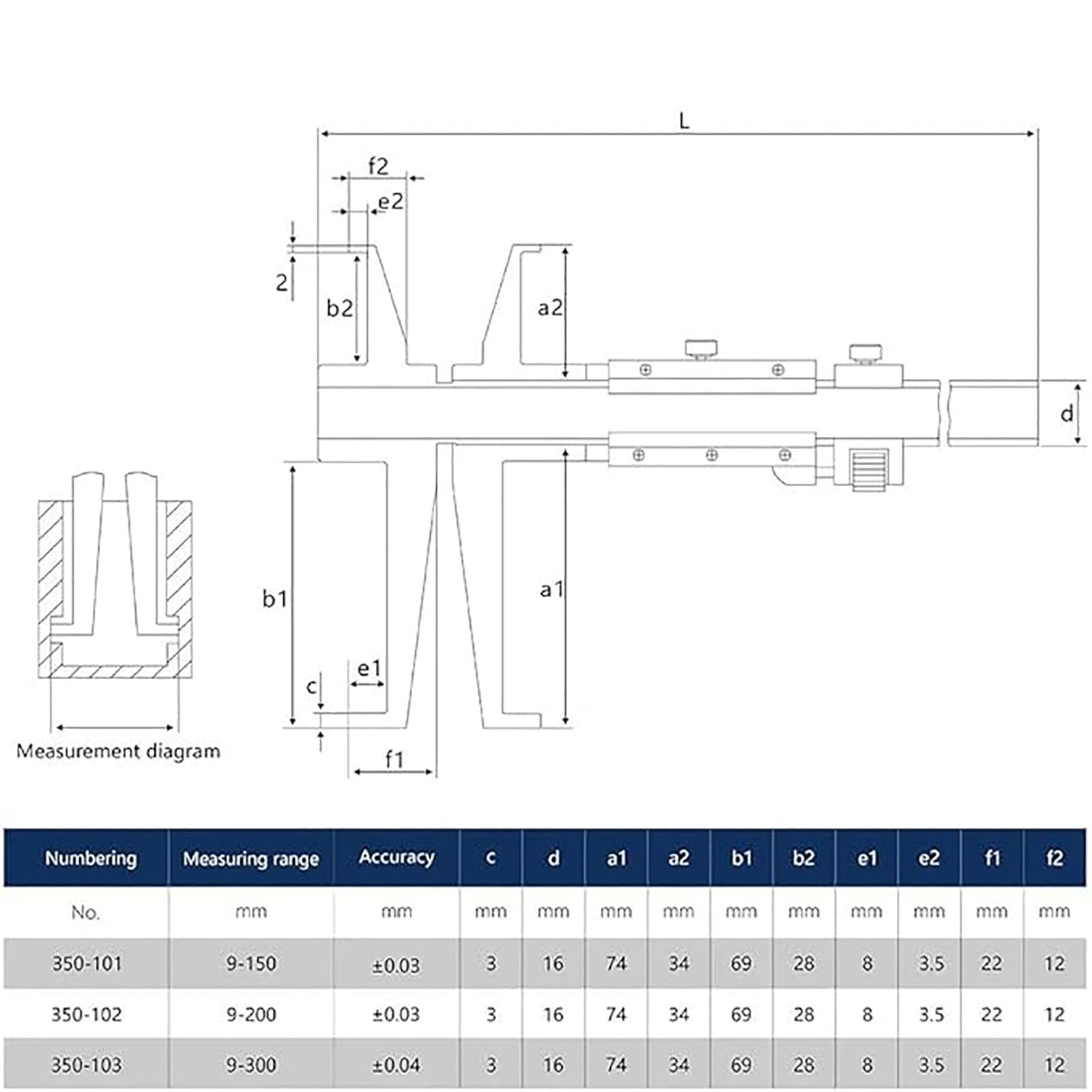 Calibrador Digital de Doble Ranura Interior, Acero Inoxidable 4CR13, 150/200/300 mm (9)