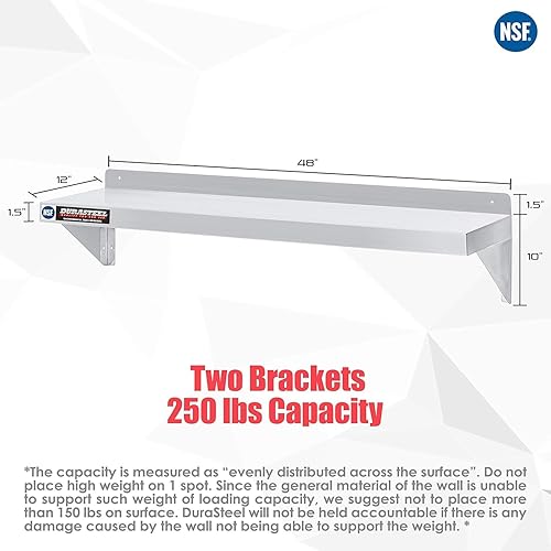 Vista 37 de Estante para montar en la pared de acero inoxidable Apex DuraSteel. Aprobado por NSF.