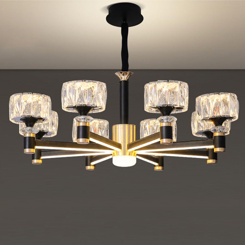 HXYSXHJUO Scandinavian light luxury crystal chandelier, simple luminous arm for living room dining bedroom decoration,8 heads