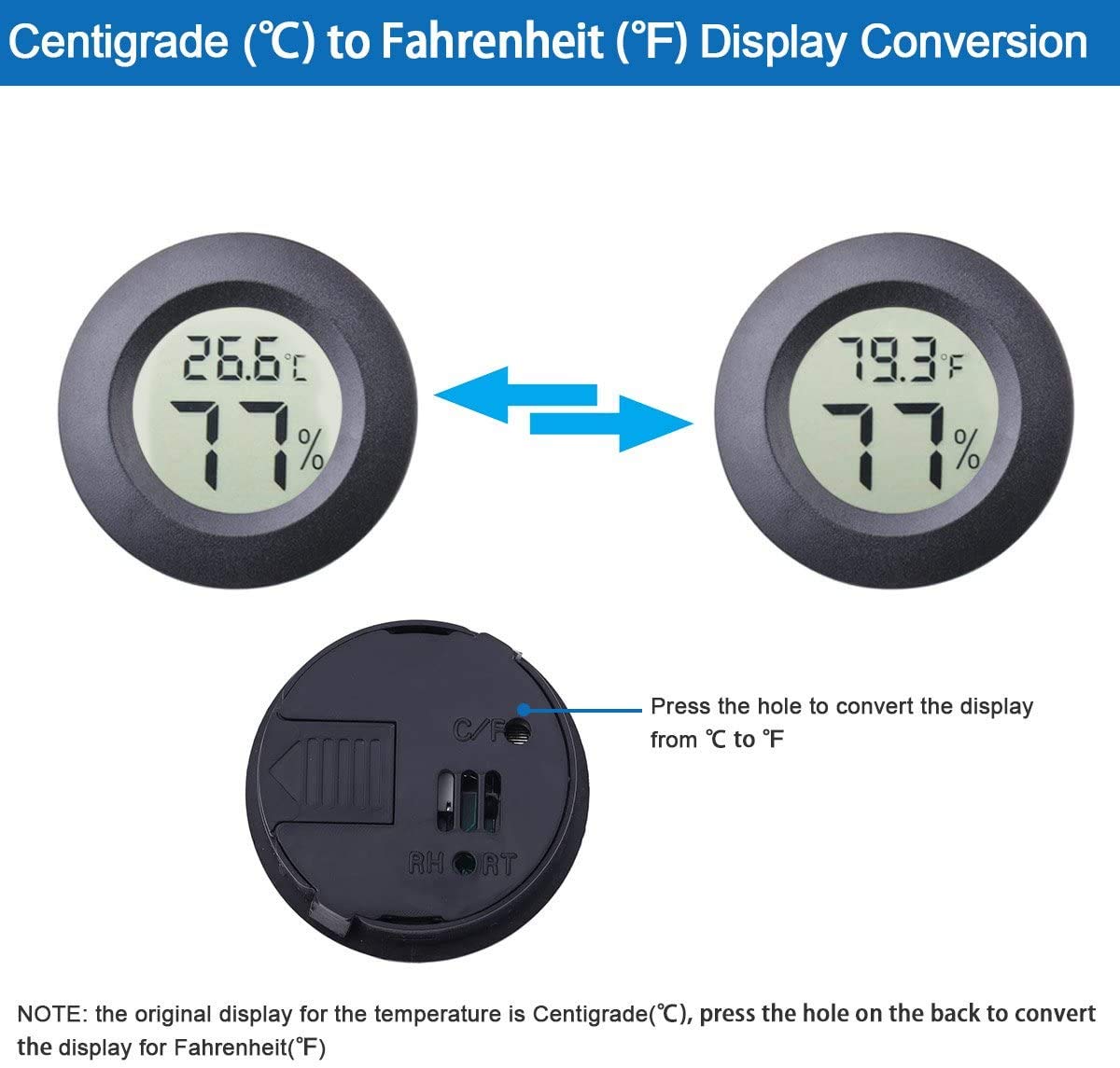 Mini Termometro Digitale LCD Misuratore di Umidità per Interni Esterni 2 PCS Nero