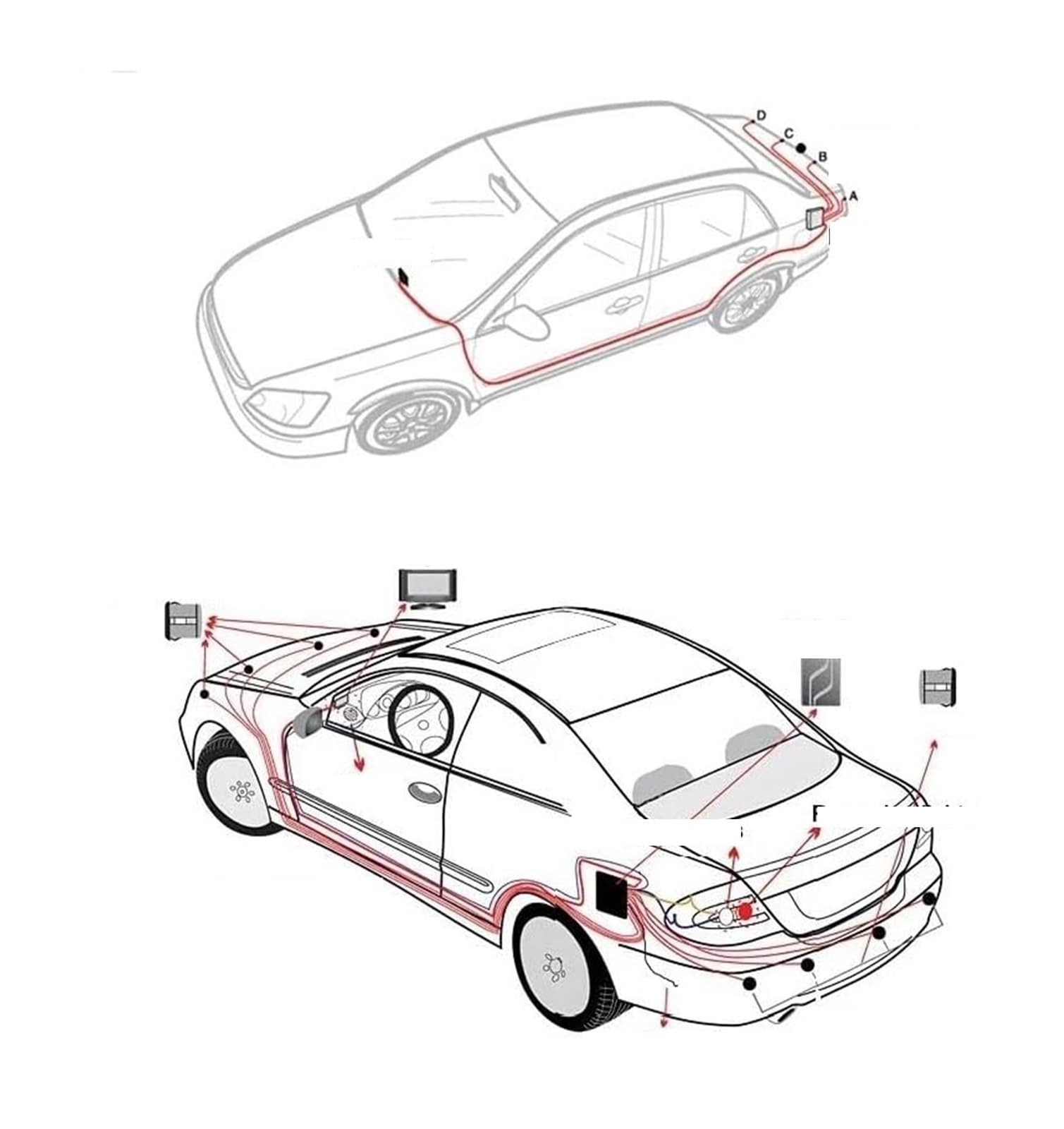 Sensor De Estacionamiento Sensor Aparcamiento Radar Marcha Atrás Trasero Coche Detector Electrónico Parktronic Kit Asistencia(Oro,4)