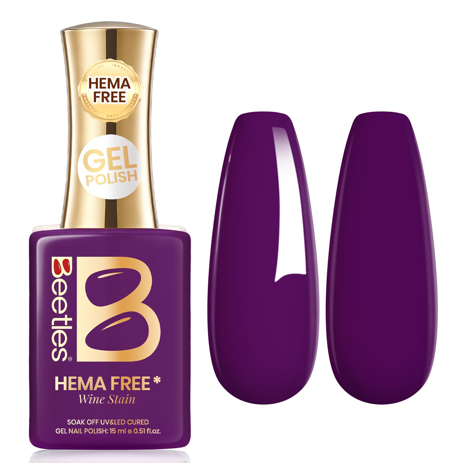 beetles Purple Gel Polish Hema-Free Wine Stain 15ml | Dark Purple Color Nail Art - main product image