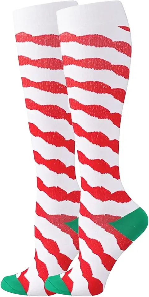 Meias de compressão para mulheres e homens, meias divertidas e coloridas, meias de atletismo até o joelho com o melhor suporte, graduadas, para viagem