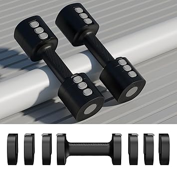 Lifelong Adjustable Dumbbells Set for Home Gym | 2.5kg Quick Change Weights with Anti-Slip Stainless Steel Handles | Durable Gym Equipment with Safety Locks | Gym Dumbbell Set for Men & Women (Black) - image, photos