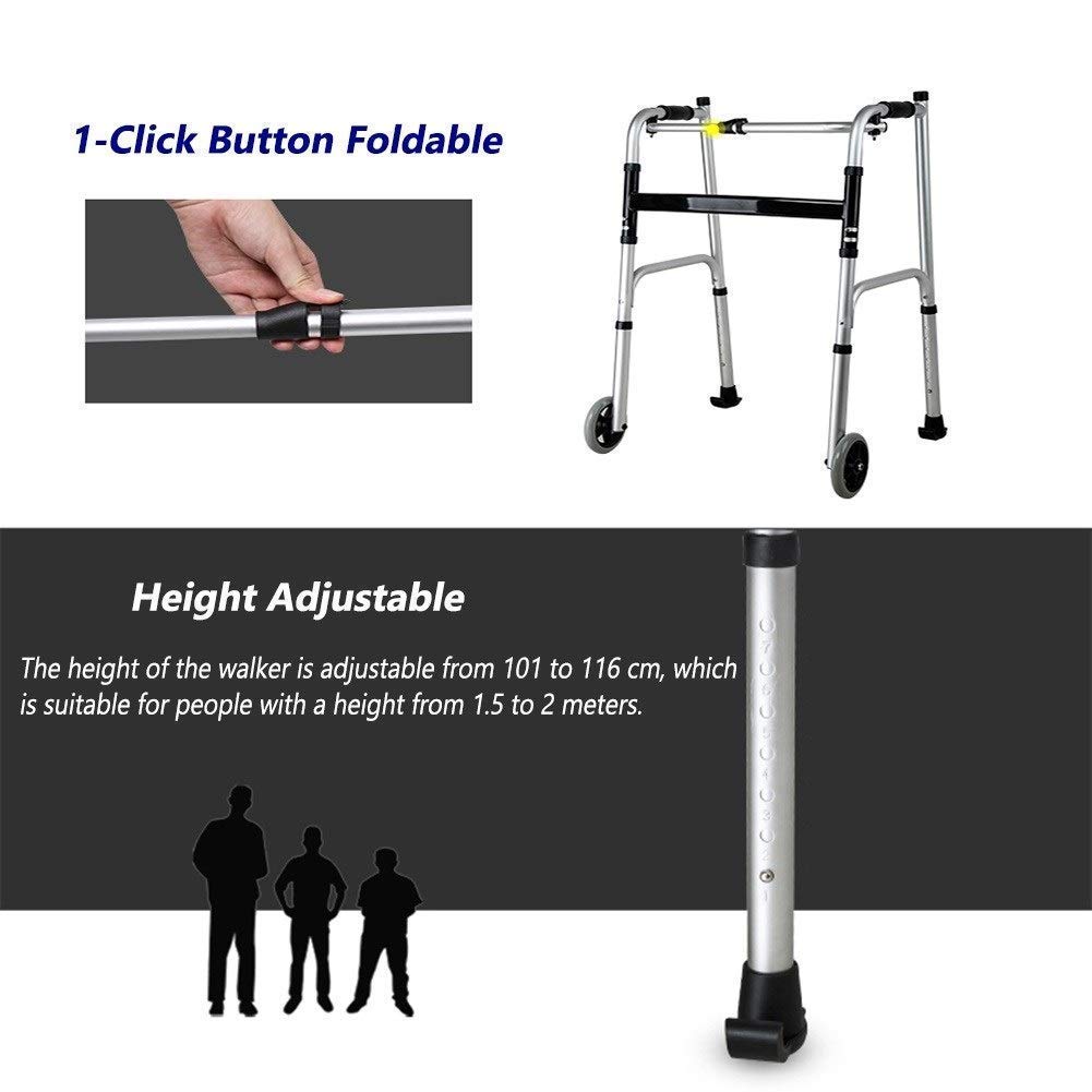 Cesta para caminar para personas mayores, cesta plegable para personas mayores con soporte para hombros y capacidad de 400 libras, andador para interiores y exteriores para persona