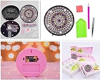 Vista 5 de Lámpara de pintura de diamantes DIY con luces LED, kit de dibujo de cristal de taladro completo, luz nocturna de noche, manualidades para decoración