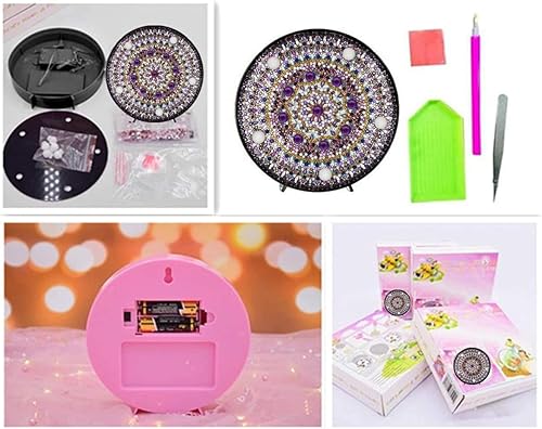 Miniatura 5 de Lámpara de pintura de diamantes DIY con luces LED, kit de dibujo de cristal de taladro completo, luz nocturna de noche, manualidades para decoración