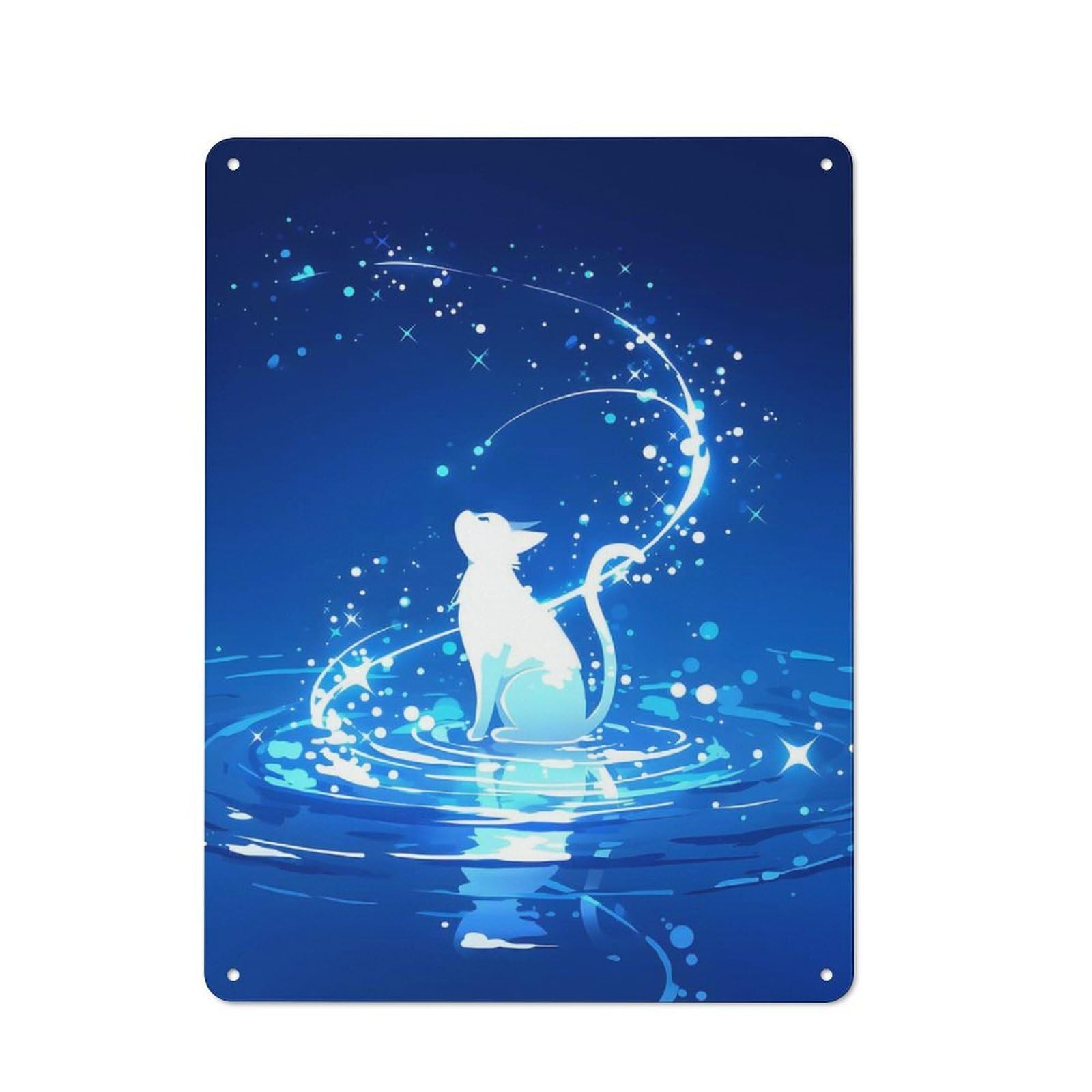 Junmoney Celestial Cat Spirit Metal Wall Sign 40X30cm, Retro Decor For Workshop Wall, For Garage, Workshop And Man Cave Decoration