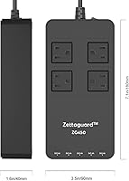 Vista 4 de ZG250 Zapatilla pequeña, con dos salidas, para viajes, protector de sobrecarga, con puerto de carga USB, y cable de 5 pies, color negro. Negro