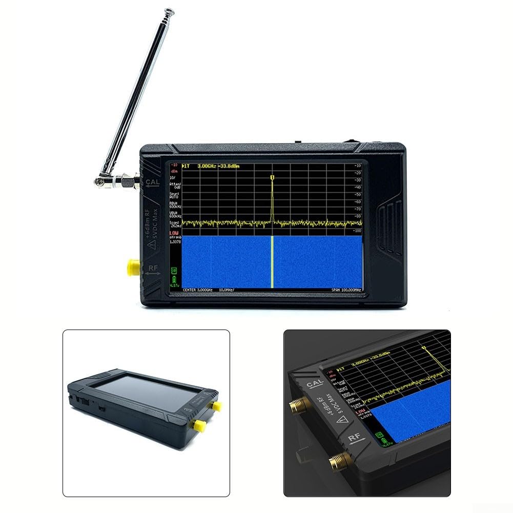 Analizador de Espectro Ultra Tiny-SA, Pantalla táctil de 4" Analizador de frecuencia pequeño portátil de 100 kHz a 5,3 GHz con Tarjeta de 32 GB Generador de señal 2 en 1