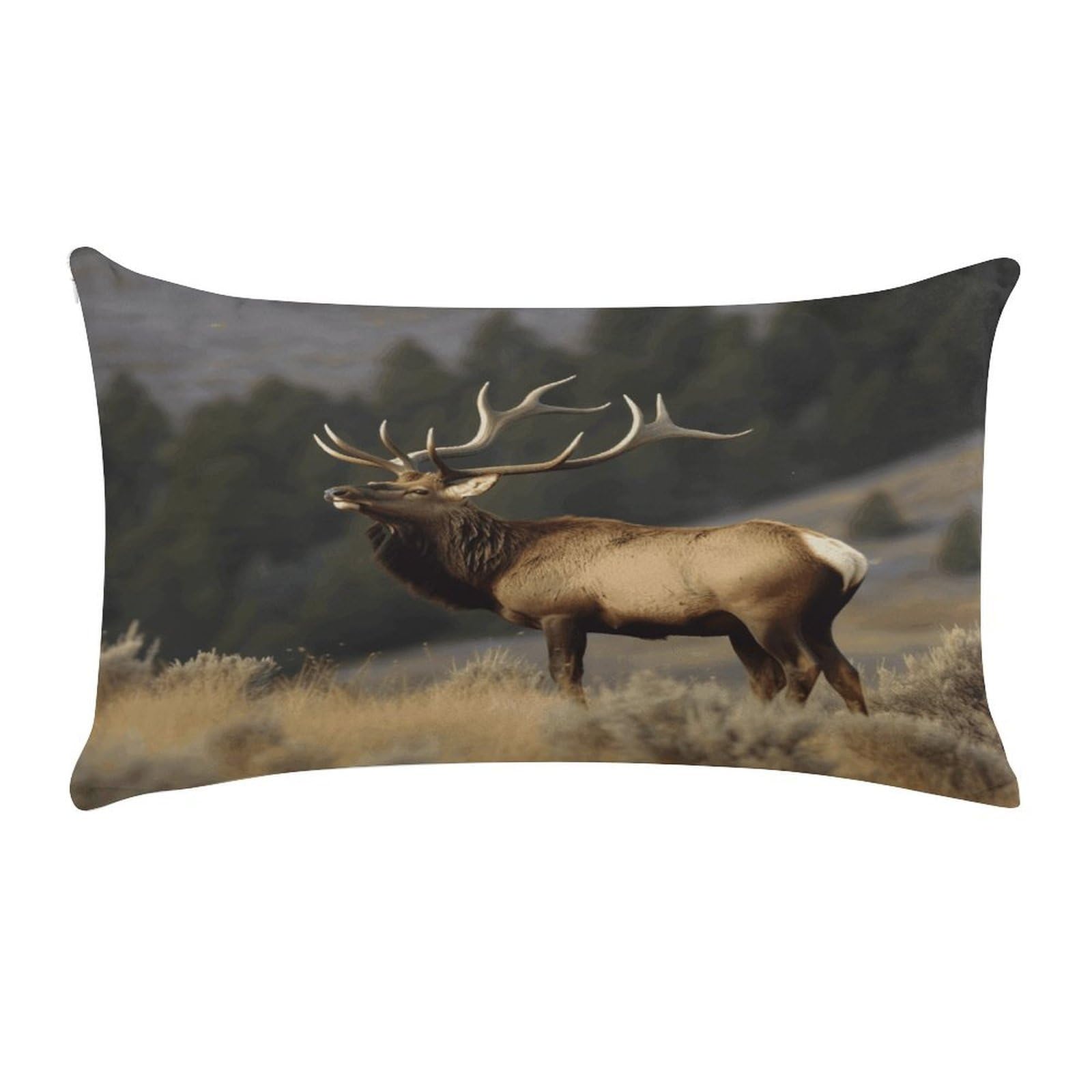 VstaDank Bull Elk Throw Pillow Covers Rectangular Cushion Case Short Plush Pillowcase with Zipper Luxury Cozy Lumbar Pillows Shells Decorative Pillow Shams 12 X 20 Inch