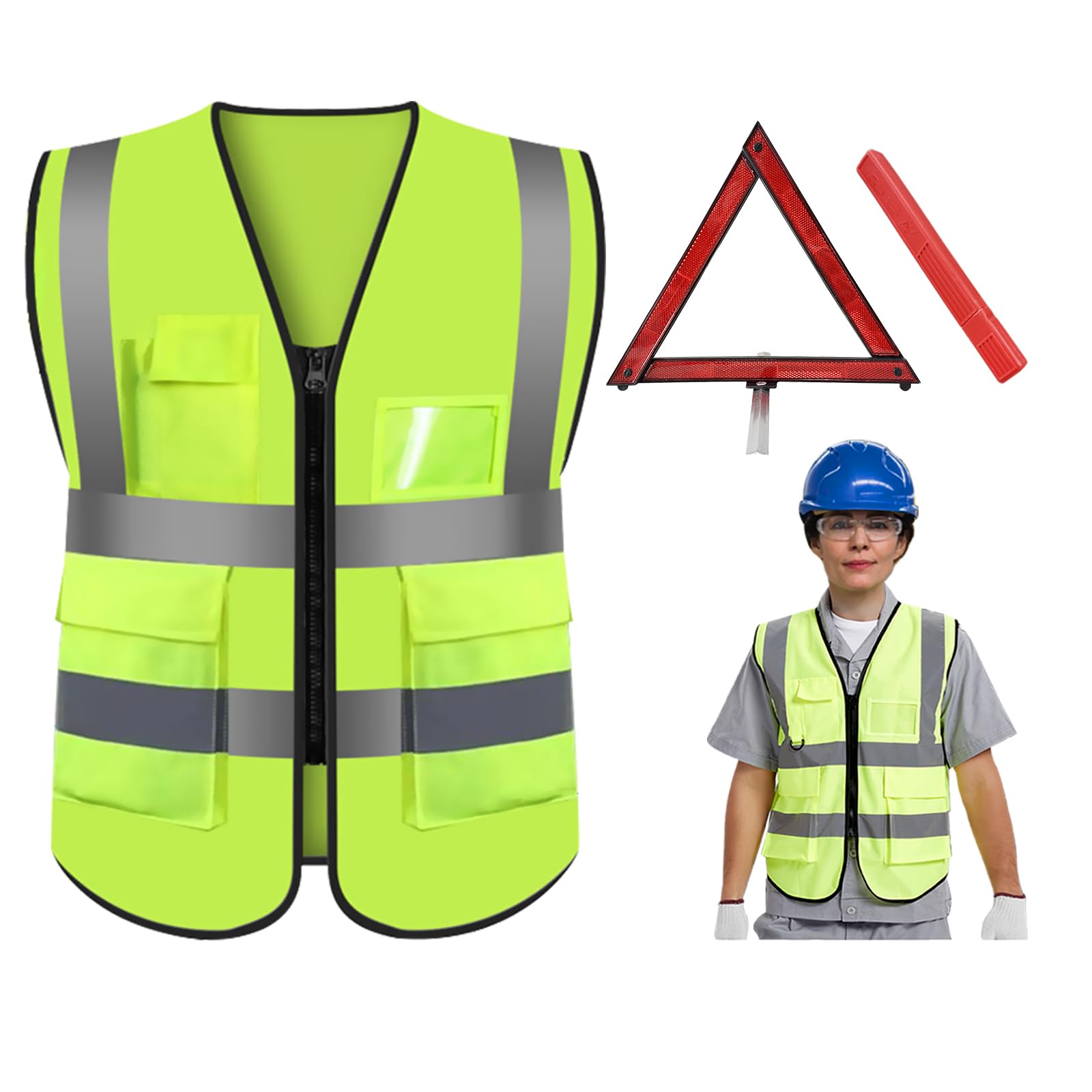 Triangolo E Gilet Per Guasto Stradale Kit Sicurezza Auto: 2 - Foto 8