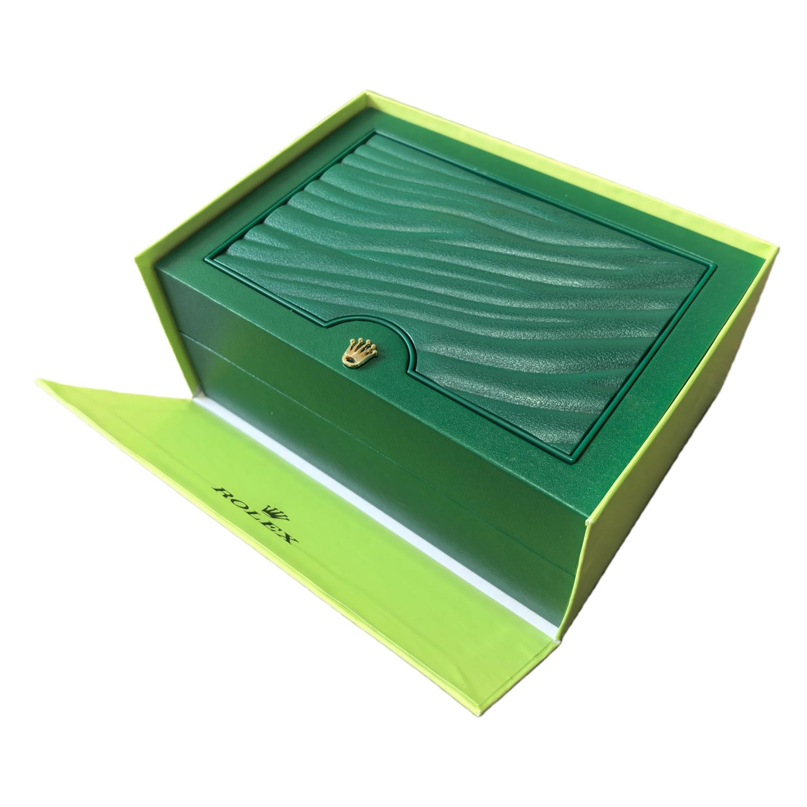Boîte Montre Verte Bois Massif Texture Vague Poids 700g Doublure Velours Beige Coffret Bijoux Rangement pour Rolex Sky-Dweller