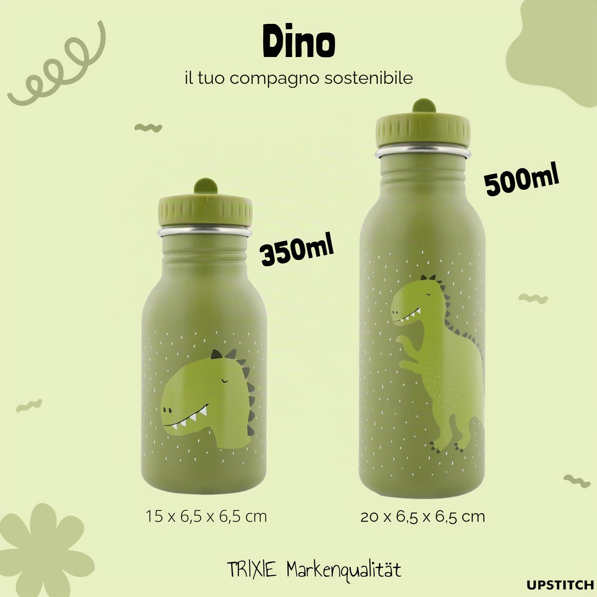 Trixie - Borraccia personalizzata per bambini, in acciaio inox, 500 ml, con nome per ragazze e ragazzi, a prova di perdite, antiruggine e adatta ai bambini