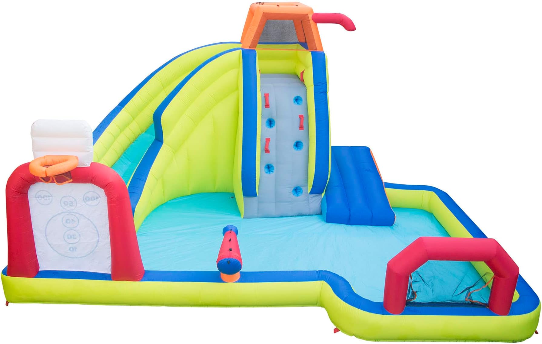 BANZAI Inflatable Arcade Splash Water Park - Slide, Splash & Have a Blast! - SkeeBall Toss, Soccer & Basketball