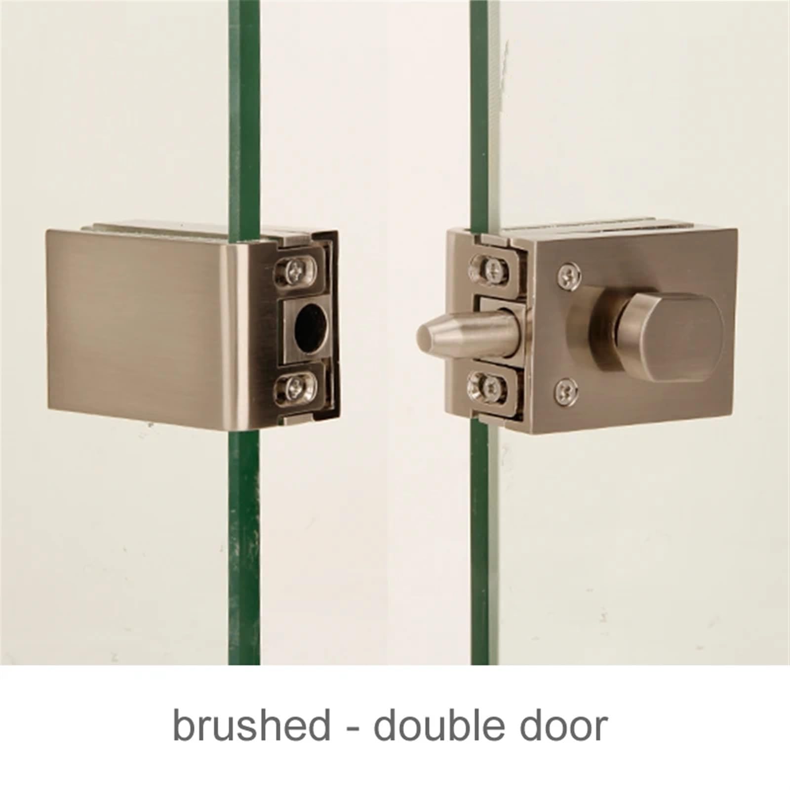 1 Uds. Pestillos de puerta de vidrio, cerradura/perno, vidrio de 8-12mm, sin perforación, for puerta de vidrio doble/simple de baño, puerta de vidrio sin marco(Brush double)