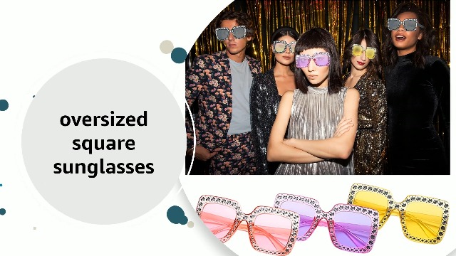 Fuyamp 3 stuks rechthoekige zonnebrillen voor dames en heren, retro, oversized zonnebril, grote bril, UV 400 bril, retro vierkante bril, modieuze zonnebril, Kleur