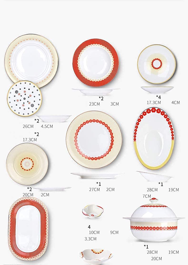 H3TF5J Chińskie zastawy stołowe, 50 sztuk ceramicznych zastawy stołowej, wytrzymałą wytłoczoną złotą porcelanę, 10-osobisty domowy zastawa stołowa, izolowany zestaw mis z zupą z głębokiej płyty
