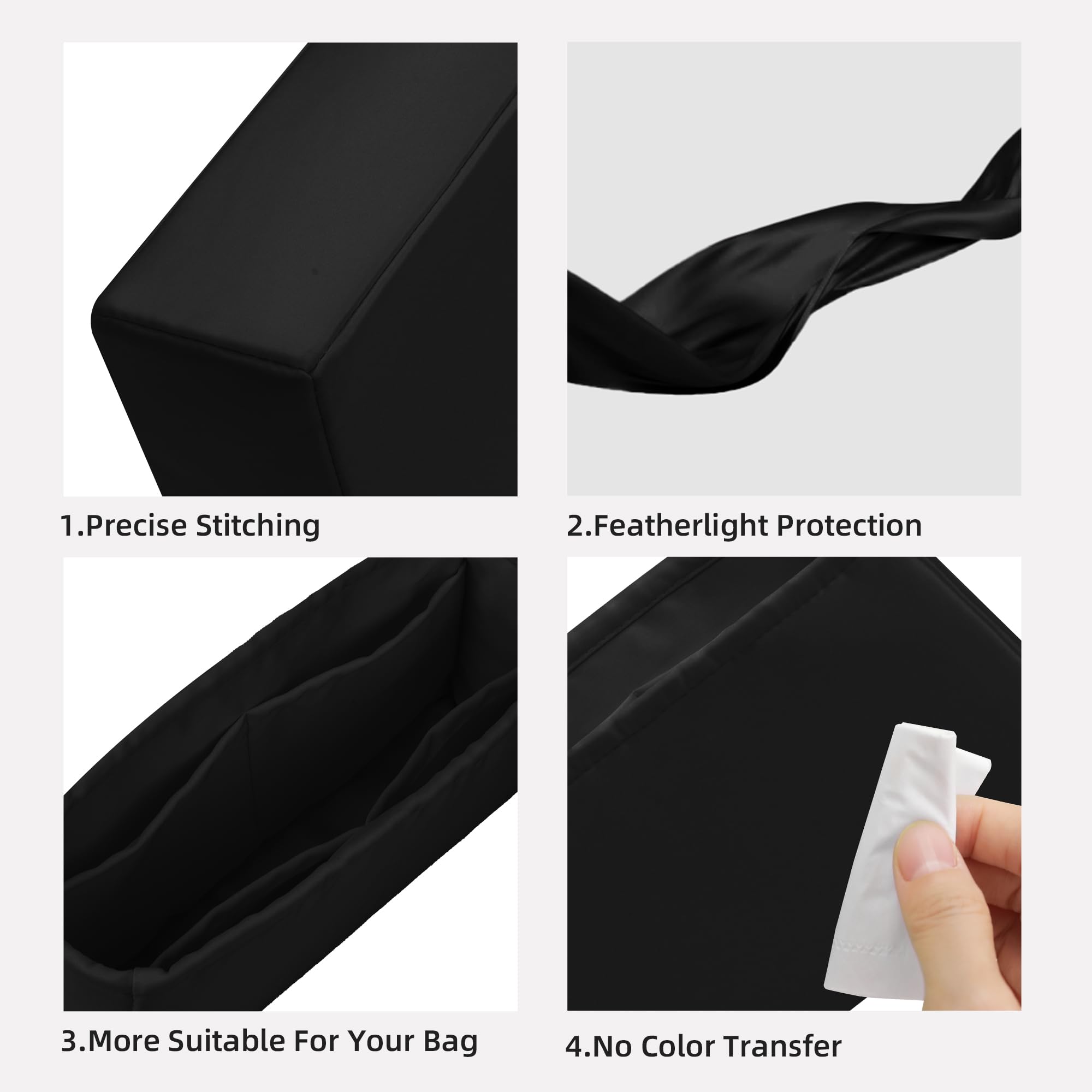 DGAZ Organizador Bolsos de Seda, 2 Piezas Organizador Bolsa Interior Ligera para Neonoe BB con Compartimento, inserto de bolsa para bolso (Noir, Neonoe BB)