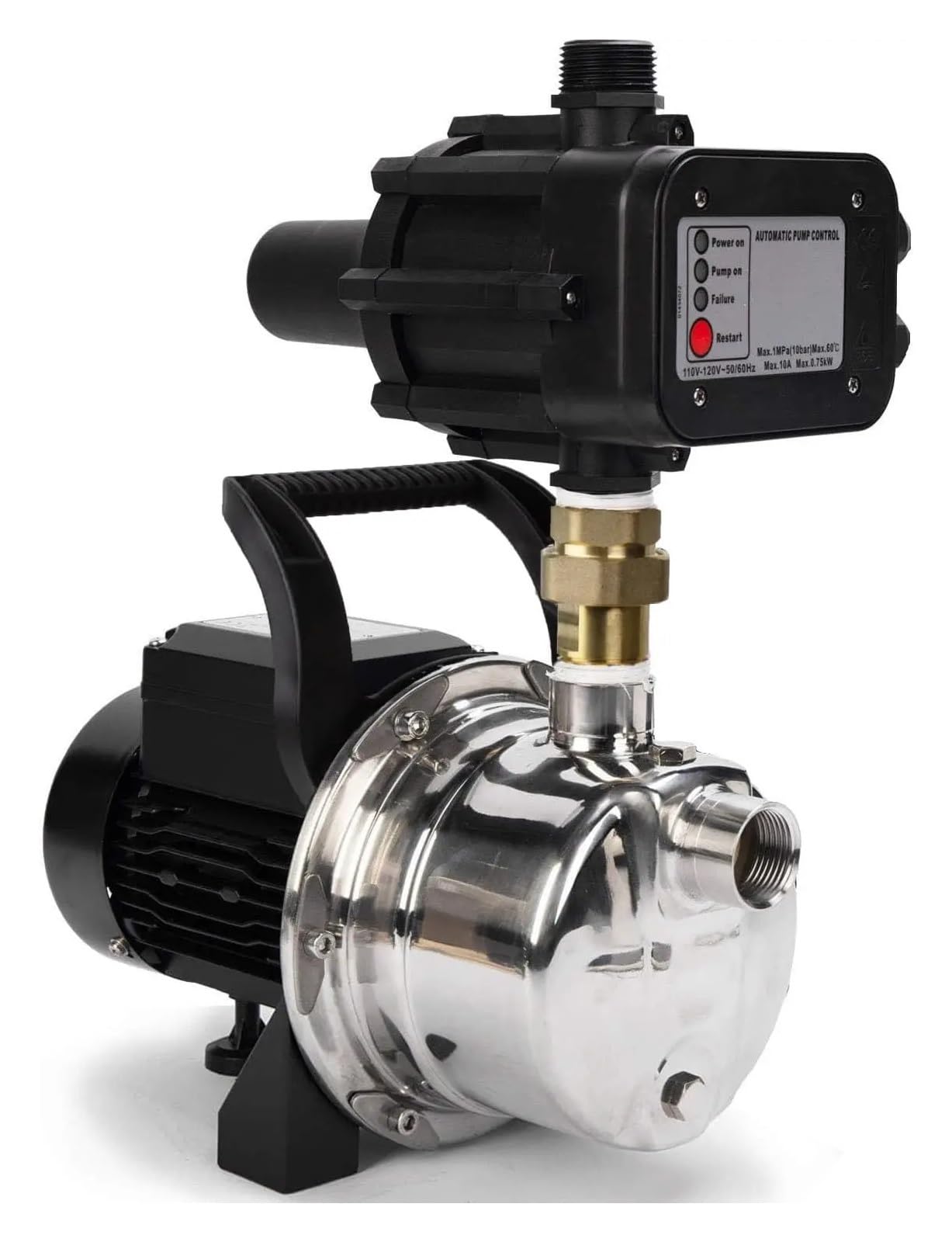 CUDTAPI Auto ON/OFF Stainless Steel Water Pressure Booster Pump, W/Smart Controller For Tankless Supply Pressurization
