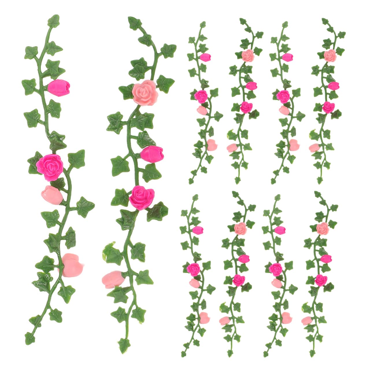 Abaodam 10Pcs Miniature Climbing Rose Vines for Dollhouse, Tiny Floral Garland Greenery, Mini Fake Vine Decoration for Fairy Garden and Terrarium Accessories