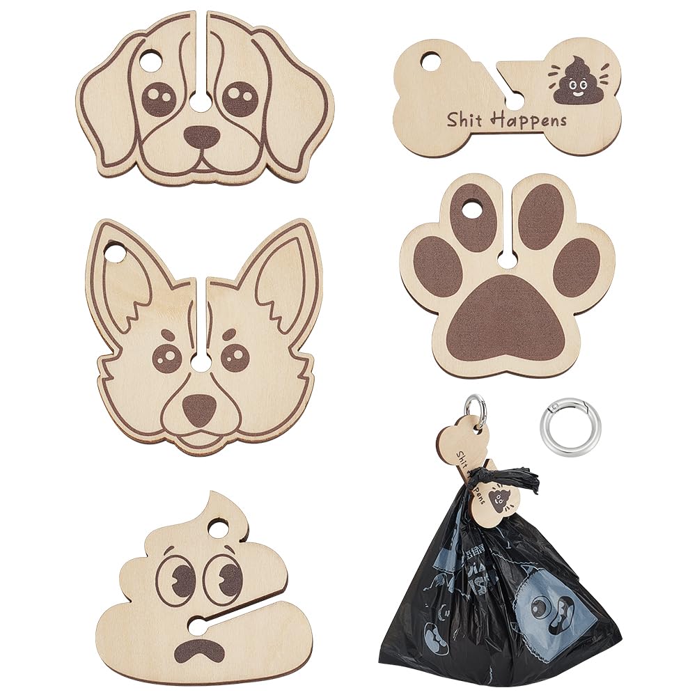 BENECREAT 5 Pcs Waste Bag Carrier Accessory, 5 Styles Hand Free Dog Poop Bag Holder