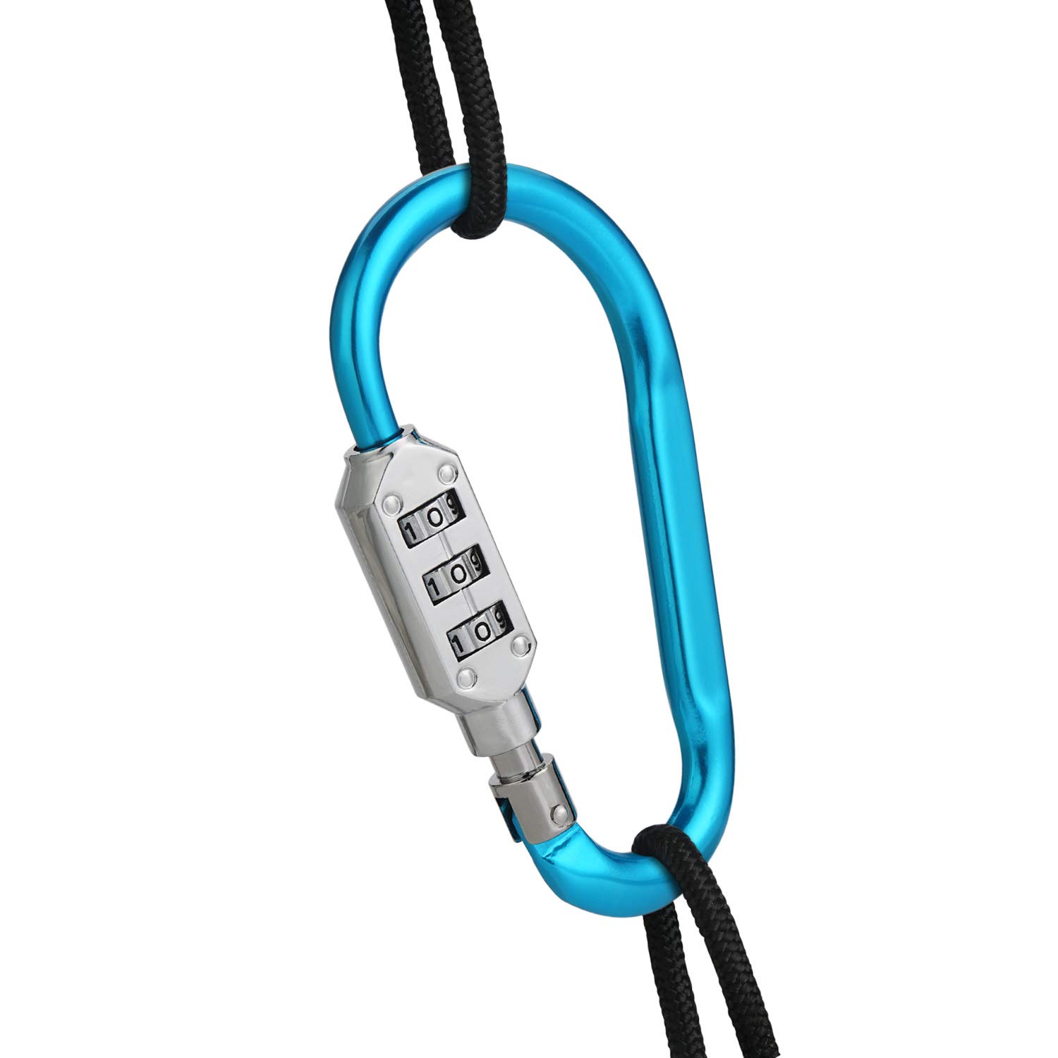 muson Carabiner, D-Keychain, 3-Digit Password Carabiner, Outdoor Camping and Hiking Password Padlock-Blue