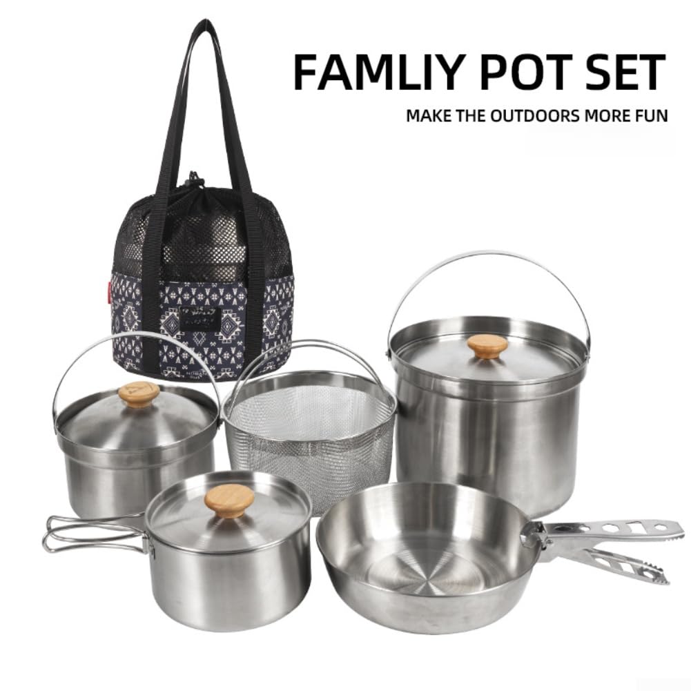Set di pentole da campeggio, kit di pentole in acciaio inox 304
