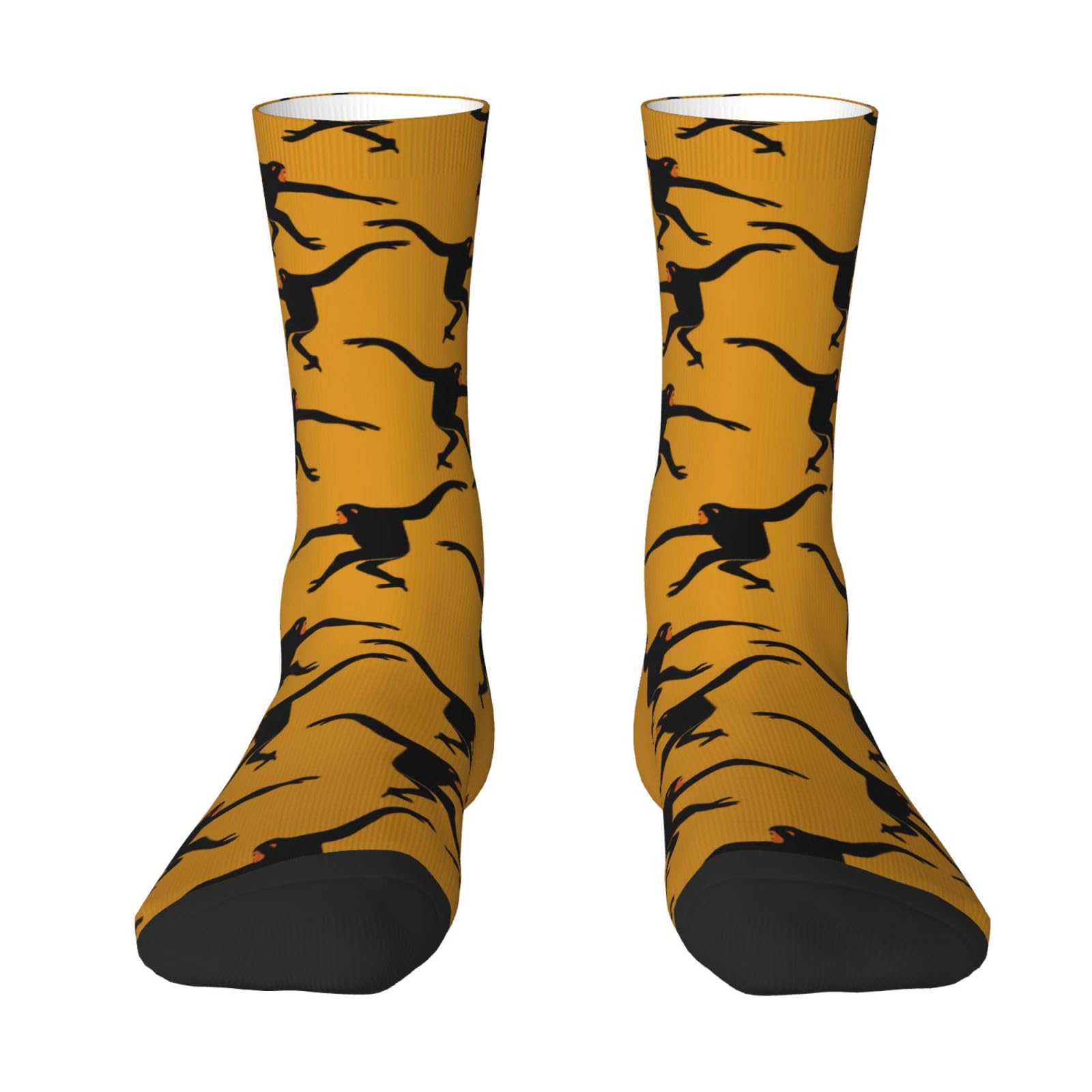 Hahafu Unisex White Black Gibbon Monkey Mens Socks Womens Socks Breathable Comfortable Casual Mid-Calf Socks,Print Polyester Outdoor Hiking Walking Socks