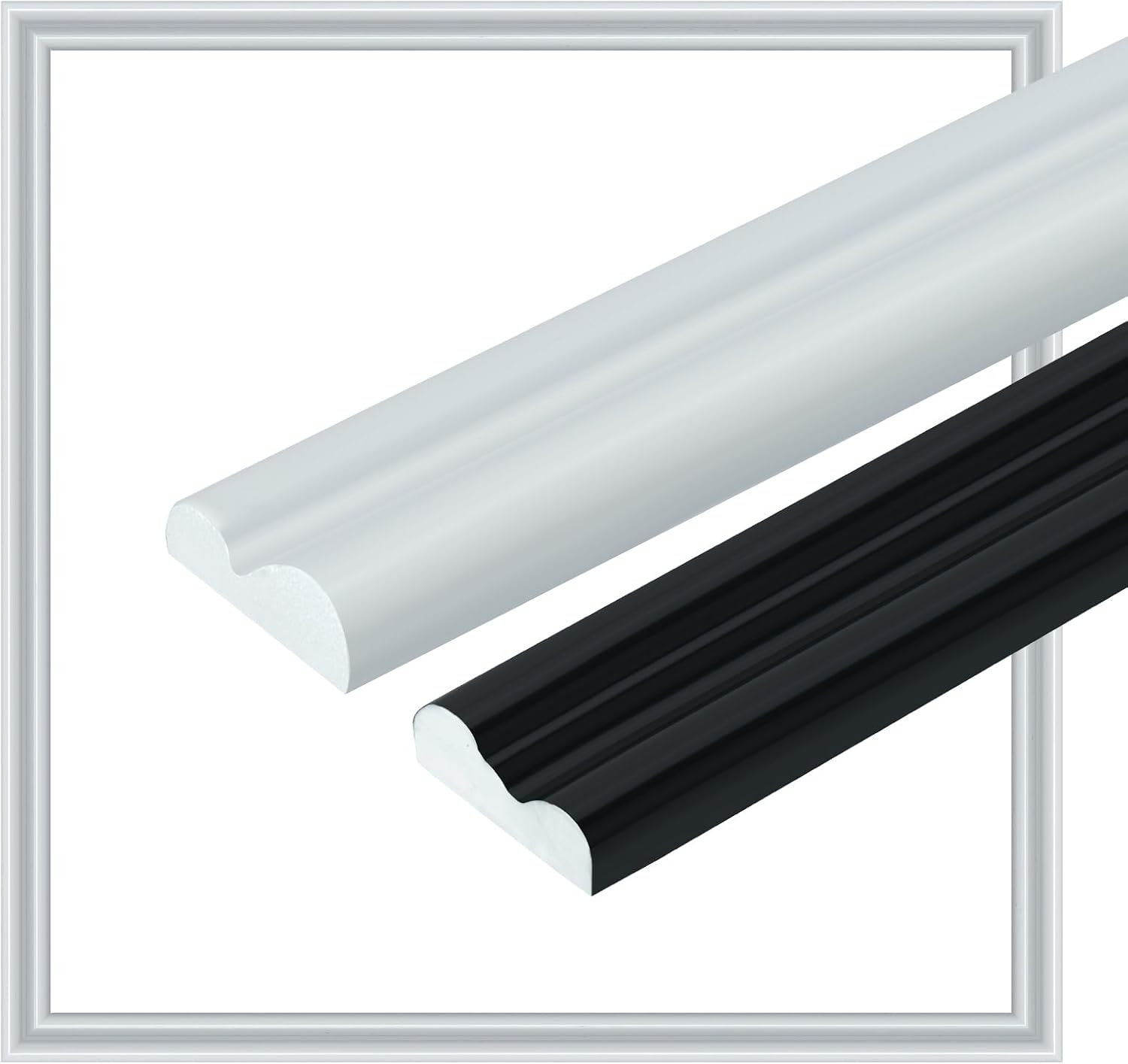 16.4FT Chair Rail Molding Peel and Stick,Flexible Molding Trim,Self Adhesive Wall Molding Panels for Cabinet, Mirror Frame, Door, Tile Edge (White 0.86IN*0.35IN)